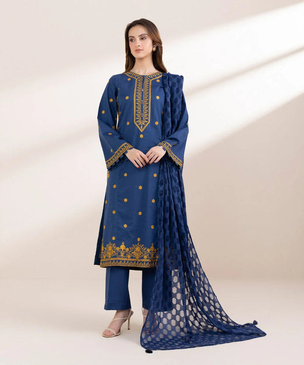 SAPPHIRE-3PC LAWN EMBROIDERED SHIRT WITH COTTON NET DUPATTA & TROUSER-BIC-3790