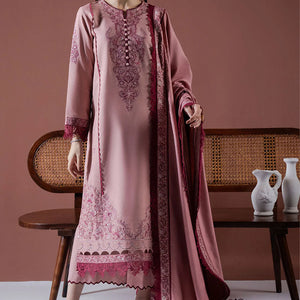 ASIM JOFA-3PC DHANAK EMBROIDERED SHIRT WITH DHANAK EMBROIDERED SHAWL & TROUSER-BIC-4186