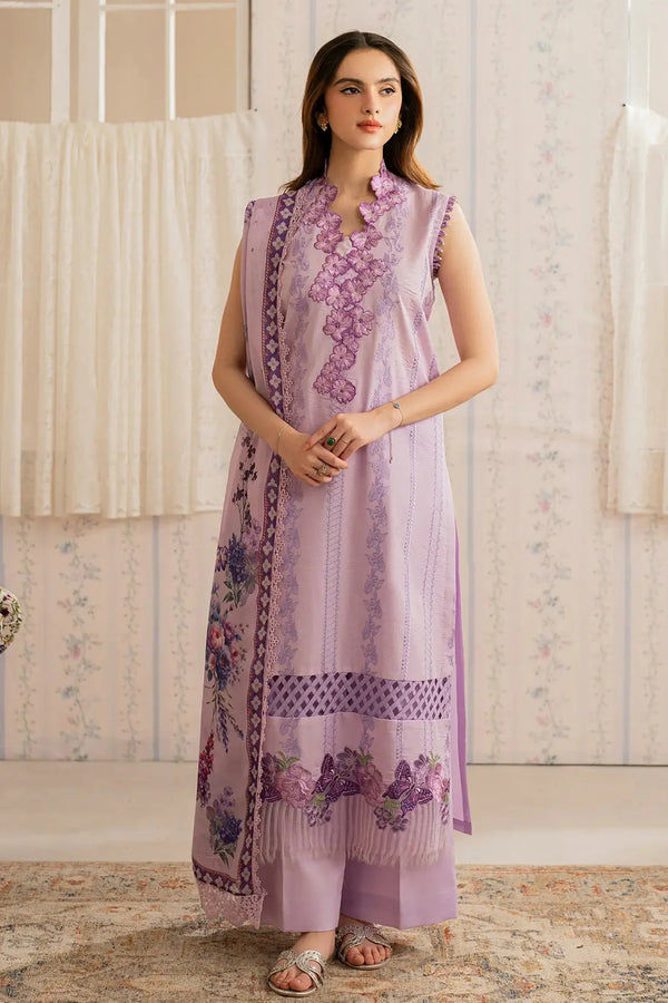 ASIFA NABEEL-3PC LAWN EMBROIDERED SHIRT WITH MONARK PRINTED DUPATTA AND TROUSER-BIC-3756