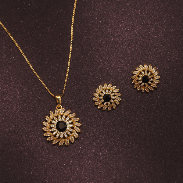 Golden Floral Necklace and Earrings Set For Girls and Women