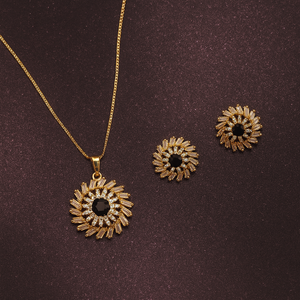 Golden Floral Necklace and Earrings Set For Girls and Women
