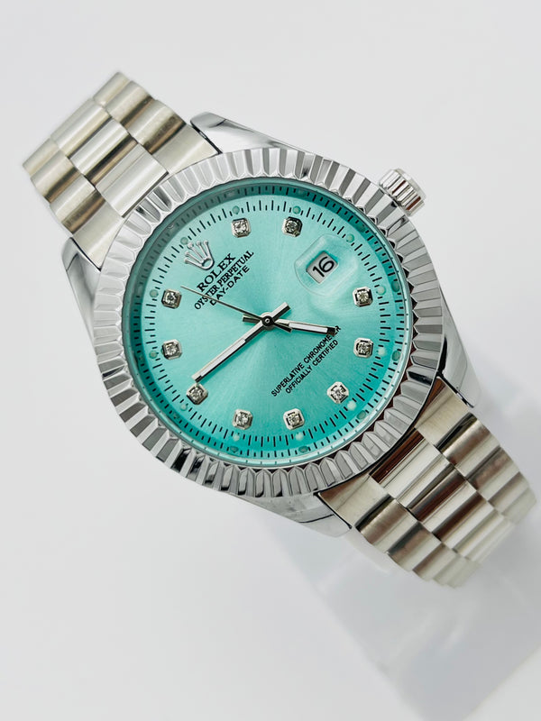 Rolex Oyster Perpetual Men Watch with Silver Metal Chain