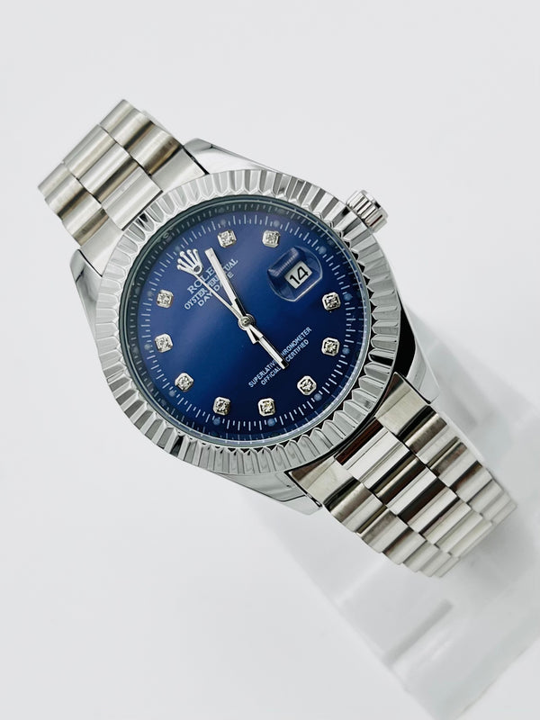 Rolex Oyster Perpetual Men Watch with Silver Metal Chain