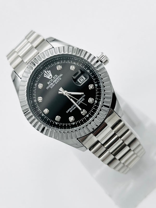 Rolex Oyster Perpetual Men Watch with Silver Metal Chain