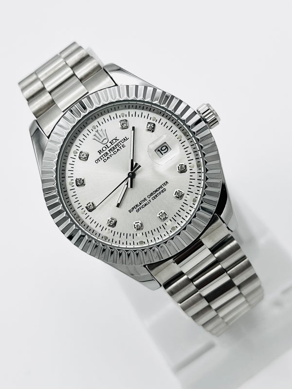 Rolex Oyster Perpetual Men Watch with Silver Metal Chain