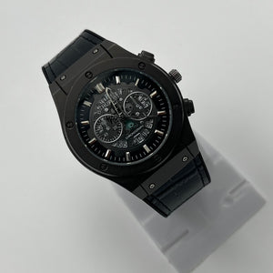 Hublot Men Watch with Leather Straps and Chrongraph Dial