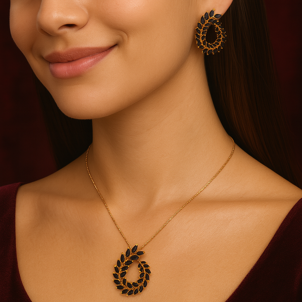 Luxury Leaf Design Necklace and Earrings Set For Girls and Women