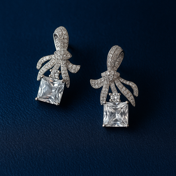 Sparkling Bow Design Crystal Earrings For Girls / Women