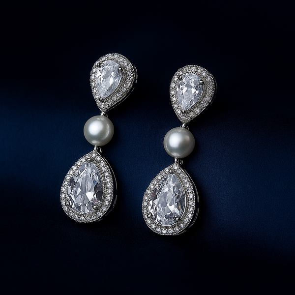 Luxury Pearl and Pave Earrings for Girls / Women
