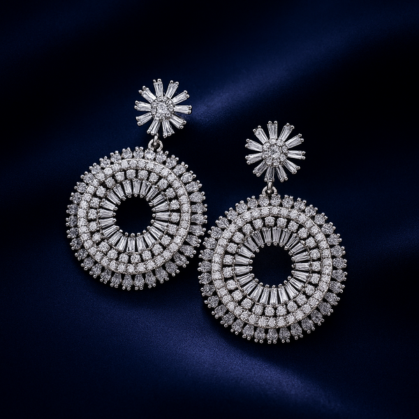 Luxury Crystal Encrusted Layered Circle Earrings