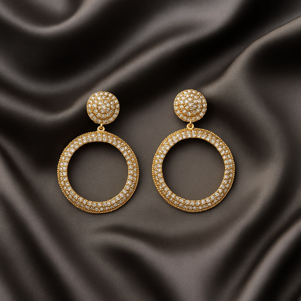Elegant Gold Circle Drop Earrings for Girls / Women