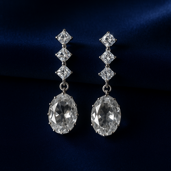 Luxury Gemstone Long Drop Earrings For Girls / Women