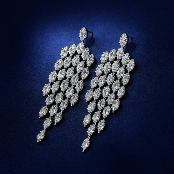 Luxury Long Feather Inspired Crystal Earrings