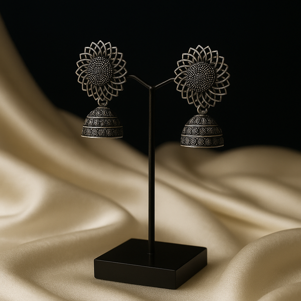 Antique Silver Jhumka Earrings For Girls / Women