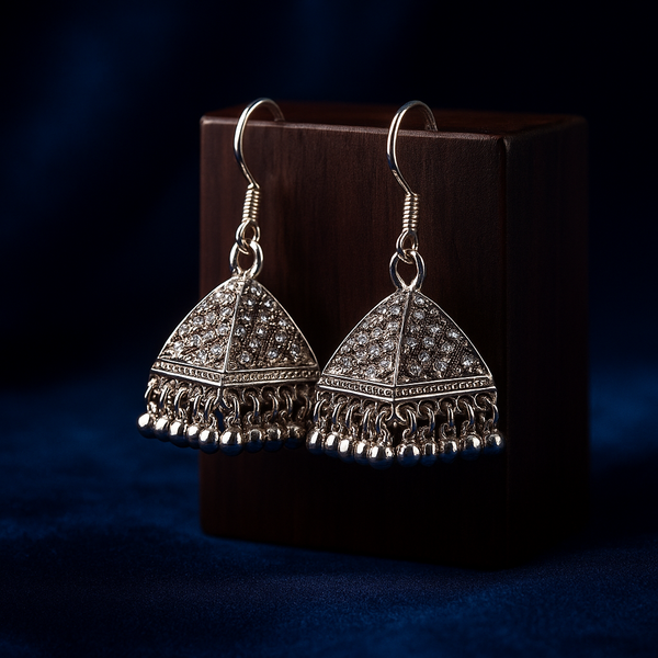 Sparkling Dome Shaped Jhumka Earrings For Girls / Women