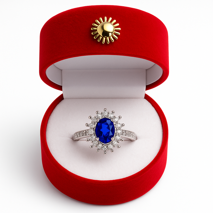 Luxury Gemstone Halo Engagement Ring 