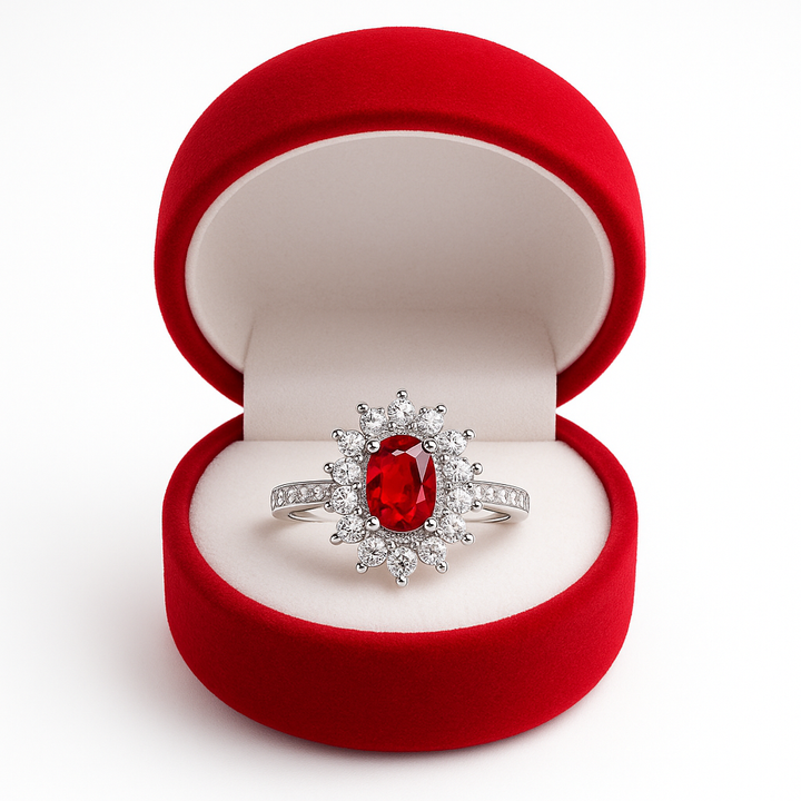 Luxury Gemstone Halo Engagement Ring 1