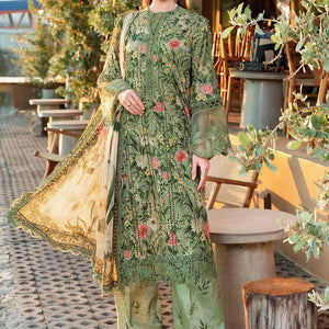 MARIA.B-3PC LAWN PRINTED SHIRT WITH CHIFFON PRINT DUPATTA AND PRINT TROUSER-BIC-2506