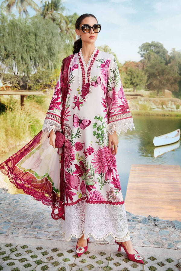 MARIA.B-3PC LAWN EMBROIDERED PRINTED SHIRT WITH CHIFFON PRINT DUPATTA AND PRINT TROUSER-BIC-2520