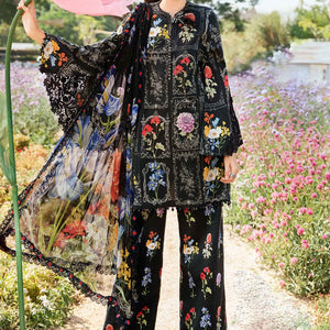 MARIA.B-3PC LAWN EMBROIDERED PRINTED SHIRT WITH CHIFFON PRINT DUPATTA AND PRINT TROUSER-BIC-2521