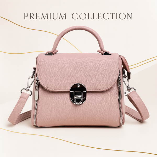 Premium Baby Pink Leather Crossbody Handbag for Women