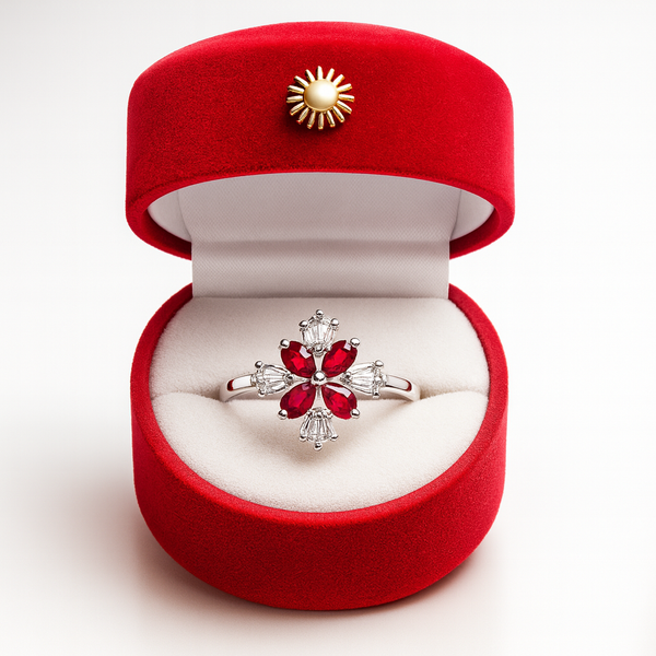 Sapphire Radiance Flower Ring