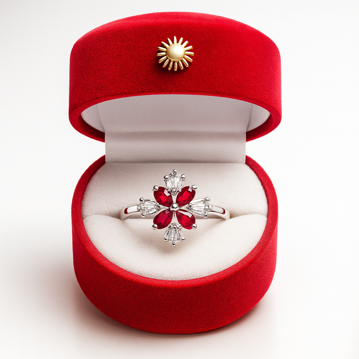 Sapphire Radiance Flower Ring